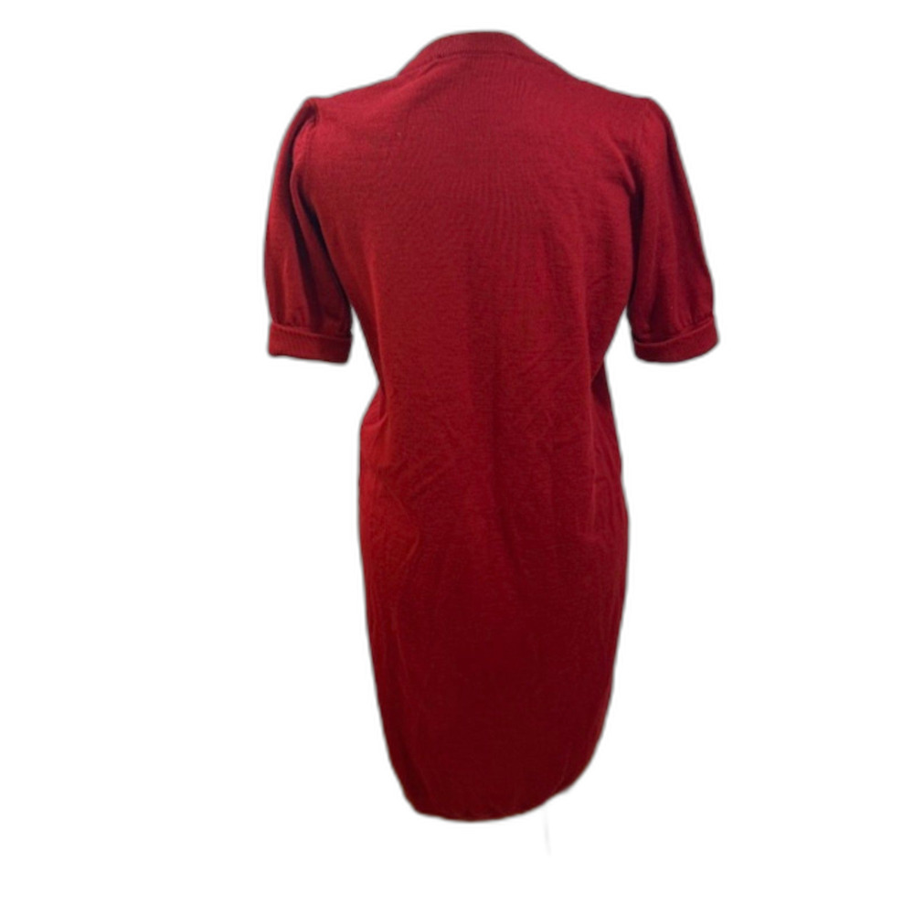 Love Moschino Red Knit Sweater Dress‎ Short Sleeve Ruched Hem Approx Small Party - Picture 6 of 7